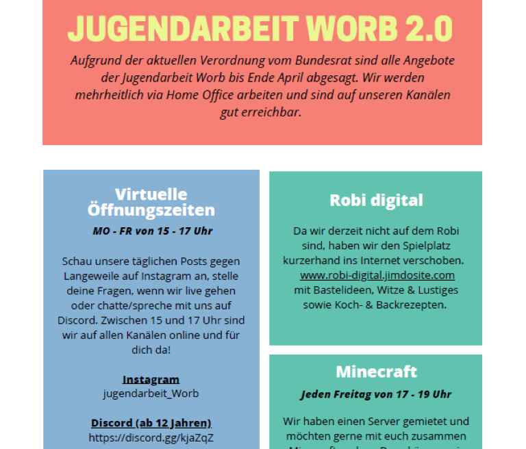 Jugendarbeit Worb digital (25.03.20–30.04.20)